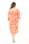Women's Plus Size Orange Collar Rubber Detailed Woven Viscose Fabric Dress 65N37864 - 6