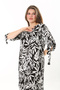Women's Plus Size Black Woven Viscose Fabric Sleeve Lace-up Dress 65N37865 - 4