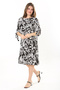 Women's Plus Size Black Woven Viscose Fabric Sleeve Lace-up Dress 65N37865 - 6