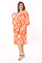 Women's Plus Size Orange Collar Rubber Detailed Woven Viscose Fabric Dress 65N37864 - 4