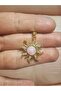 Pink Opal Embellished Sun Gold Steel Necklace - 2