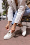Herbert Women's White Leopard Detail Owl Stone Sneaker - 3