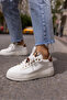 Herbert Women's White Leopard Detail Owl Stone Sneaker - 7