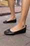 CAMPO WOMEN'S BLACK LEATHER FLAT STYLE BALLERINE SHOES