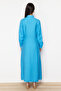 Turquoise Side Tie Button Woven Shirt Linen Look Dress Tctss22Eb0025 - 6