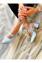 VERONICA BABY BLUE Patent Leather 2 BUCKLE SHORT HEEL SANDALS - 4