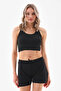 Black Double Layer Leggings Sports Shorts - 2