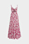Premium Back Gipe Detailed Cut Out Floral Patterned Maxi Women's Dress