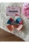 Blue Flower Butterfly Patterned Salmon Ribbon Clip Buckle - 2