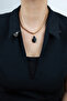 Black Crystal Pendant Bronze Color Necklace