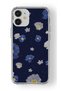 حافظة شفافة مطبوعة بتصميم زهرة زرقاء متوافقة مع هاتف iPhone 12 Mini