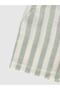 Muslin Kids Shorts Elastic Waist 100% Cotton Green Striped - 5