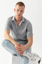 Men's Gray 100% Cotton Short Sleeve Regular Fit Wrap Muslin Shirt