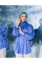 Muslim Matching Tunic Satin Fabric Wide Sleeve Medium Length Equivalent Shirt with Rose Detail Accessories - 2