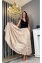 Honey Foam Wrinkled Satin Skirt with Elastic Waist