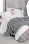 Eva Carlo Gray Single Duvet Cover Set - 100% Cotton, Pique and Top Set