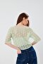 Ajurlu Oversized Sweater with Boat Neck and Short Sleeves - 7