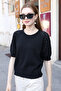 Round Neck Half Bat Sleeve Openwork Hole Detailed Summer Roomy Stylish Knitwear Blouse - 4