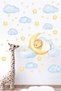 Kids Baby Room Sticker Set, Yellow Sleeping Lion Themed Kids and Baby Room Wall Sticker