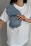 Women's White Denim Jeans Detailed Pocket Design Cotton T-Shirt