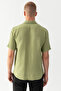 Men's Green 100% Cotton Short Sleeve Regular Fit Wrap Muslin Shirt - 5