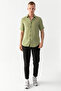 Men's Green 100% Cotton Short Sleeve Regular Fit Wrap Muslin Shirt - 2