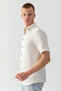 Men's Stone 100% Cotton Short Sleeve Regular Fit Wrap Muslin Shirt - 3
