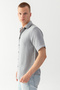 Men's Gray 100% Cotton Short Sleeve Regular Fit Wrap Muslin Shirt - 4