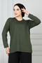 Women's Mother Khaki Long Sleeve Lycra Front Patterned Combed Cotton Blouse - 4