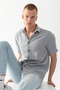 Men's Gray 100% Cotton Short Sleeve Regular Fit Wrap Muslin Shirt - 3