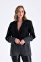 Denim Detailed Lined Women's Jacket Oversize Blazer - Three County Cairn - 2