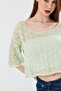 Ajurlu Oversized Sweater with Boat Neck and Short Sleeves - 5