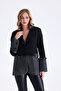 Denim Detailed Lined Women's Jacket Oversize Blazer - Three County Cairn - 5