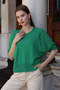 Round Neck Half Bat Sleeve Openwork Hole Detailed Summer Roomy Stylish Knitwear Blouse - 5