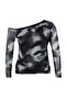 Anthracite Tulle Lined Abstract Patterned Asymmetric Collar Knitted Plus Size Blouse Tbbss24Af00025 - 7