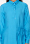 Turquoise Side Tie Button Woven Shirt Linen Look Dress Tctss22Eb0025 - 5