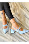 VERONICA BABY BLUE Patent Leather 2 BUCKLE SHORT HEEL SANDALS - 3
