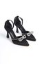 Satin Women's Evening Dress Shoes with Bow Detail - 4
