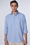 Men's Relax Fit Comfortable Cut Oversized Long Sleeve 100% Cotton Linen Texture Navy Blue Shirt - 2
