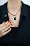 Black Crystal Pendant Bronze Color Necklace - 3