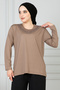 Women's Mother Mink Long Sleeve Lycra Front Patterned Combed Cotton Blouse - 4