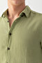 Men's Green 100% Cotton Short Sleeve Regular Fit Wrap Muslin Shirt - 4