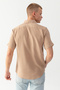 Men's Beige 100% Cotton Short Sleeve Regular Fit Wrap Muslin Shirt - 6