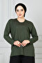 Women's Mother Khaki Long Sleeve Lycra Front Patterned Combed Cotton Blouse - 5