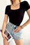 بلوزة نسائية - كم قصير - رقبة مربعة - بلوزة فيسكوز بلون سادة - 6