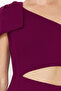 Mürdüm Fiyonklu Pencere/Cut Out Detaylı Dokuma Şık Abiye Elbise TPRSS24EL00196 - 5