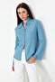Light Blue Textured Fitted Waist Sitting Woven Shirt Twoss24Go00002 - 3