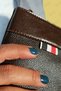 Vegan Leather Dark Brown Leather Waterproof Travel Portfolio Clutch Handbag with Wrist Strap (28*18CM) - 3