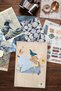 Vintage Journal Notebook Set, Vintage Notebook Set Blue, 27 Vintage Papers, 30 Vintage Stickers - 2