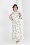 Girl's Lined Full-Length Floral Patterned Long Chiffon Dress with Non-Interior Necklace Detail - 5